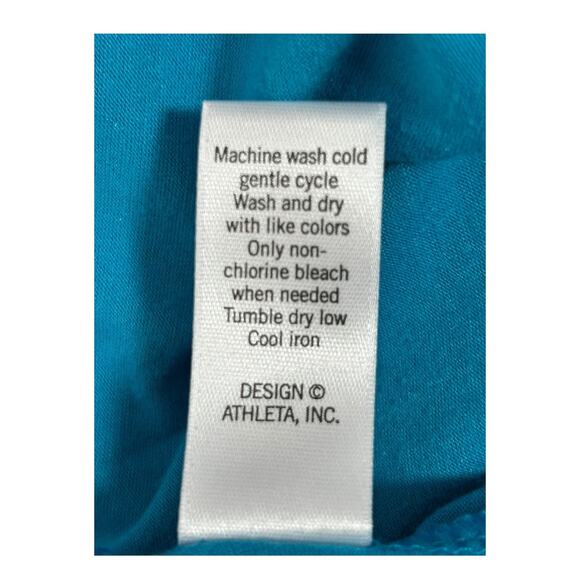 Athleta Drop In Tiered Dress Womens 1X Blue Sleeveless Tank Button Front Midi - Picture 7 of 11